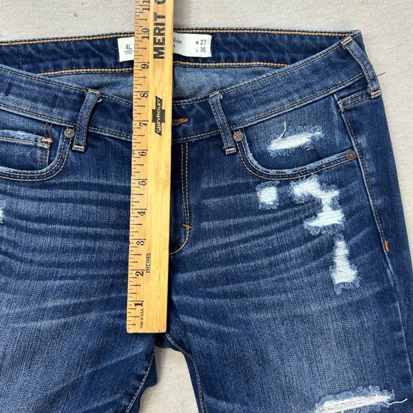 Abercrombie & Fitch Medium Wash Straight Leg Low Rise Jeans Size 4 LONG U - Picture 8 of 11